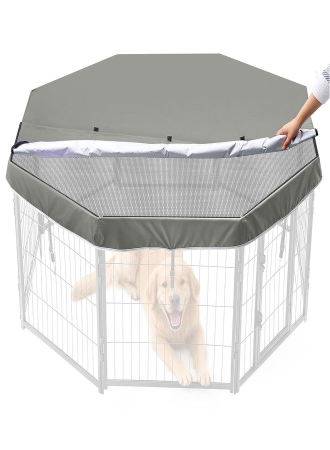 Ribbonlic Dog Playpen Mesh Fabric Top Cover Uv/Water Proof Dog Playpen Outdoor Cover with Durable Fabric/mesh Netting Fits 24 Inch Width 8 Panels Provides Shade (Fence Not Included) - Image 1